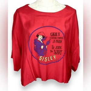 Vintage Sisley Red Retro Navy Lady Slub Shirt sailor